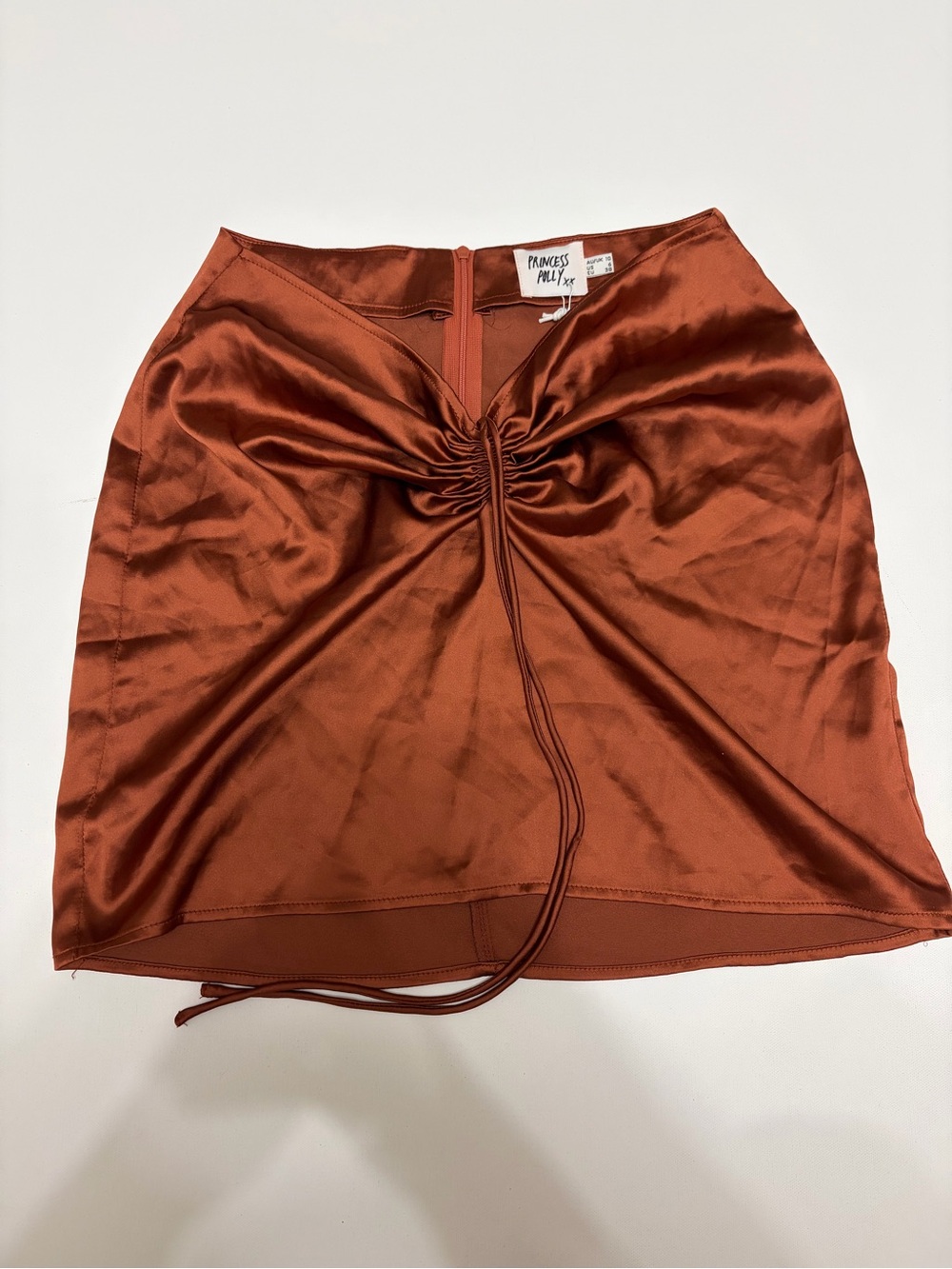 Princess Polly Satin Mini Skirt in Rust Brown SZ 6 NWT night out sexy cute